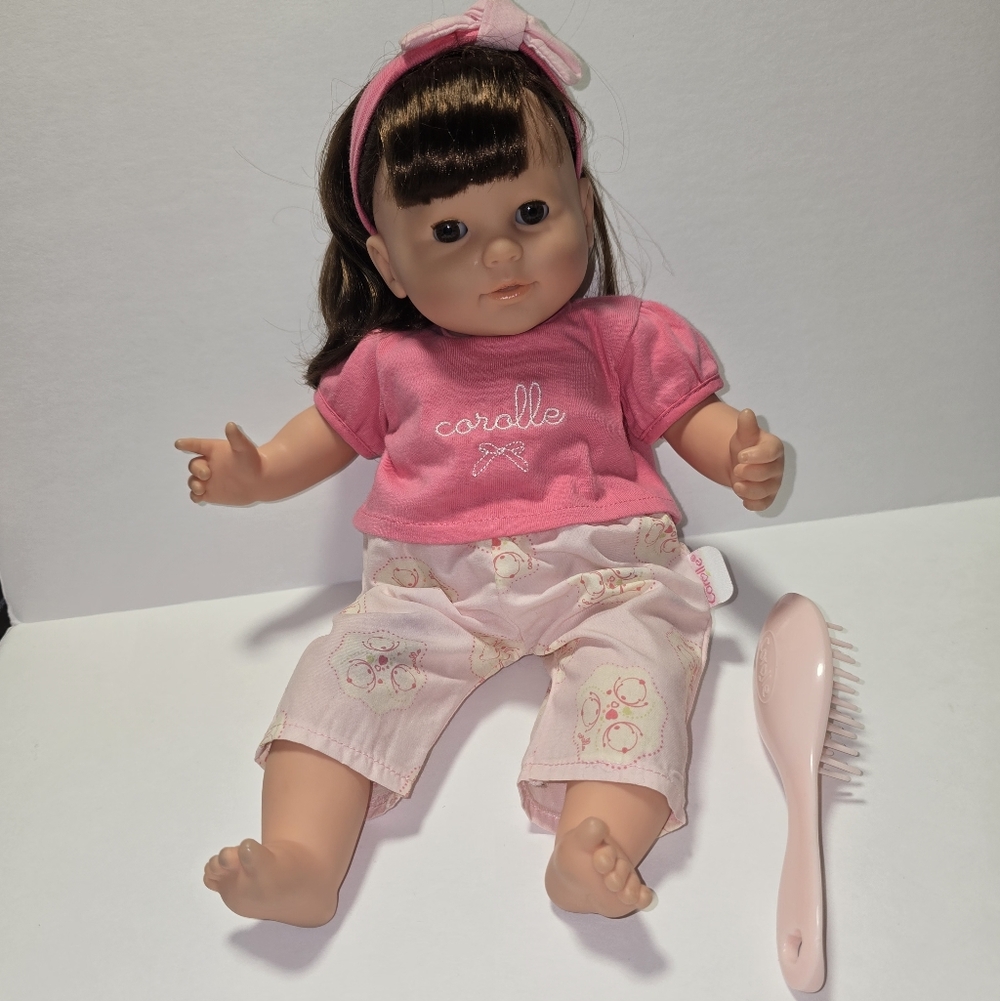 14" Corelle Pink Baby Doll with Brown Eye/Hair & Brush
